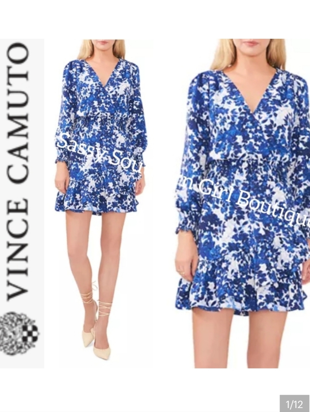 🆕⭐ Vince Camuto Blue White Floral Mini Dress